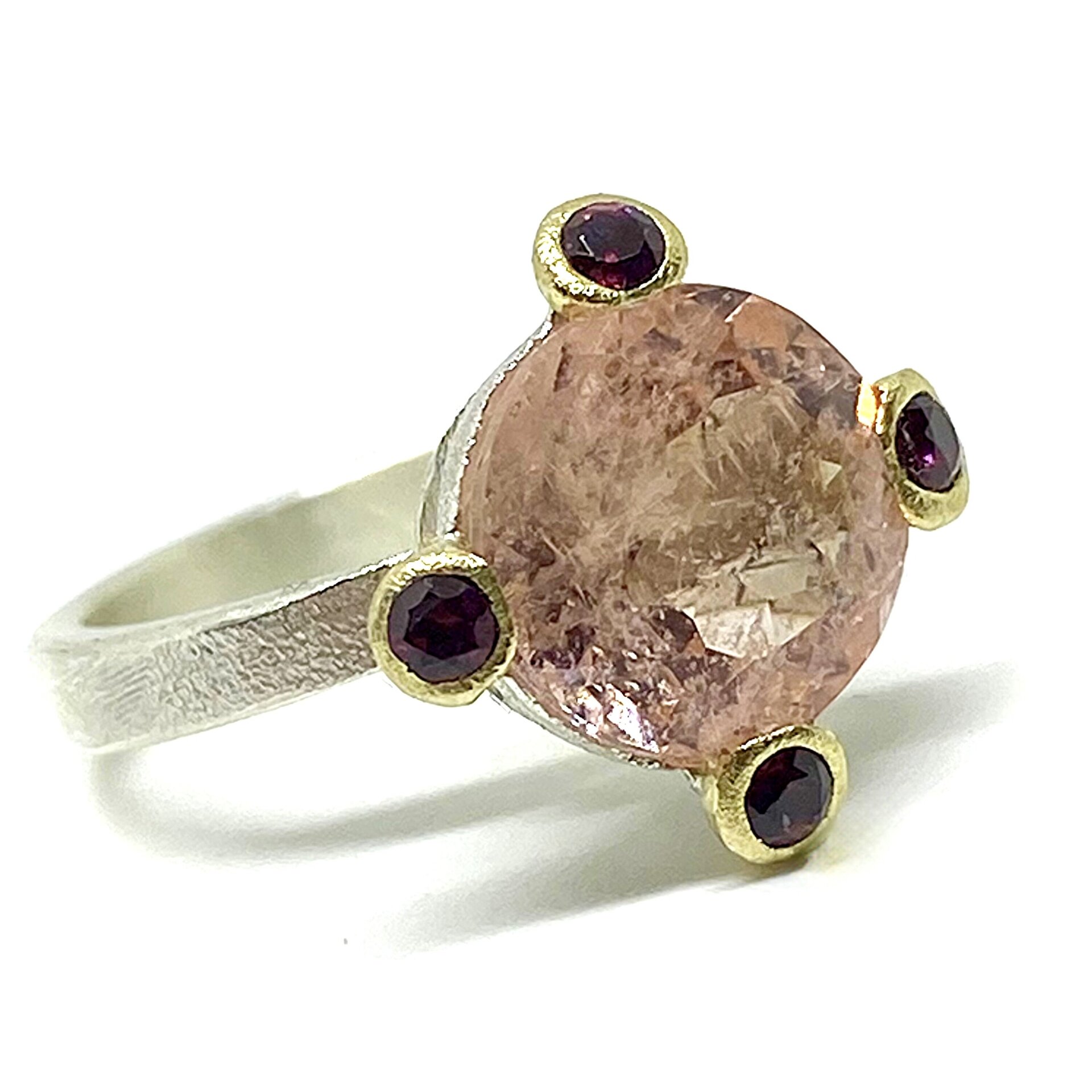 Precioso anillo con magnífica Morganita natural redonda de gran calidad. Anillo. - 3