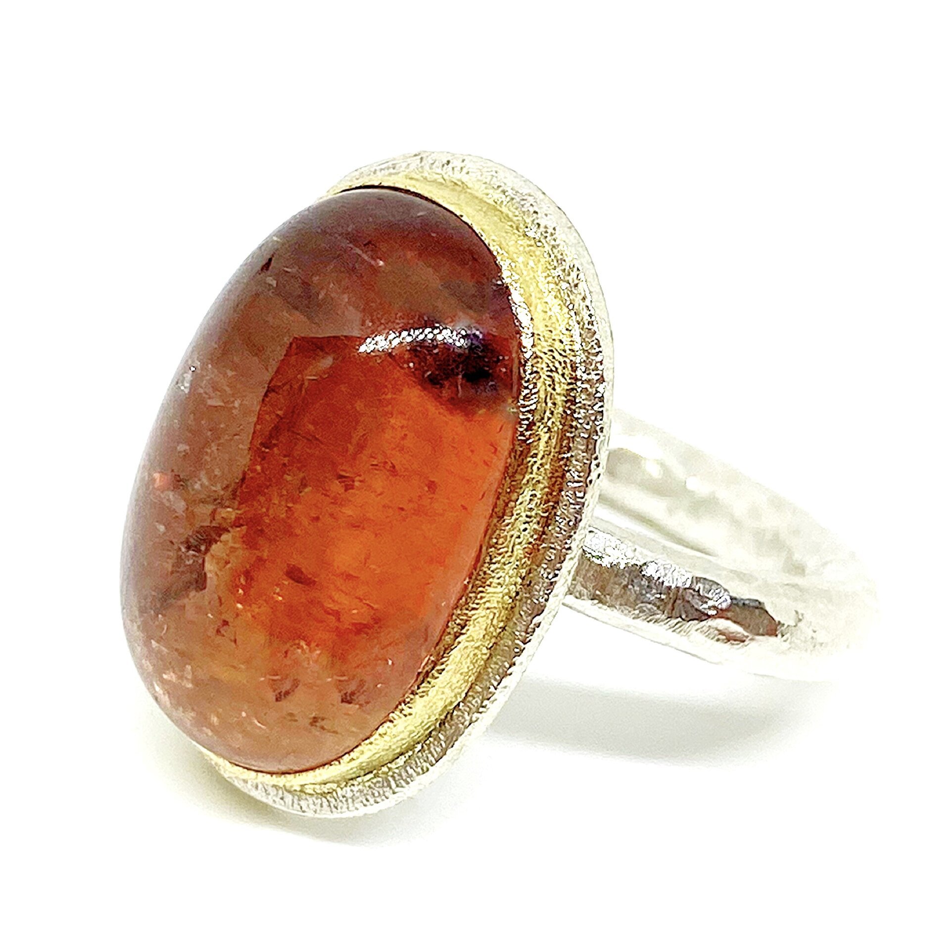 Extraordinario anillo con preciosa Turmalina (Rosa-Aranjada). - 5