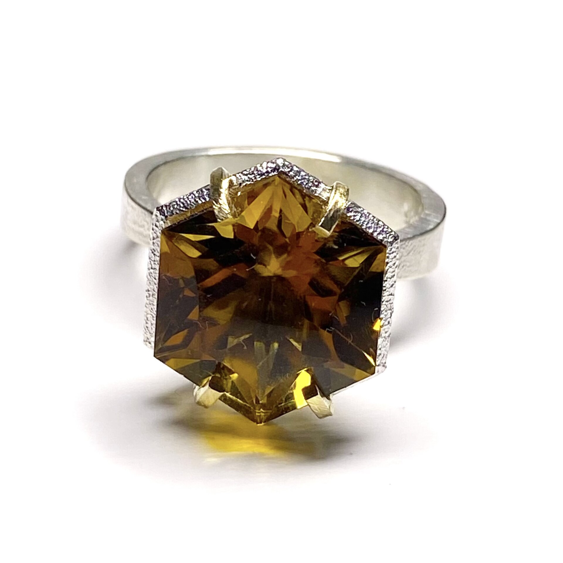 Precioso y gran anillo con precioso Citrino natural del Brasil. - 3