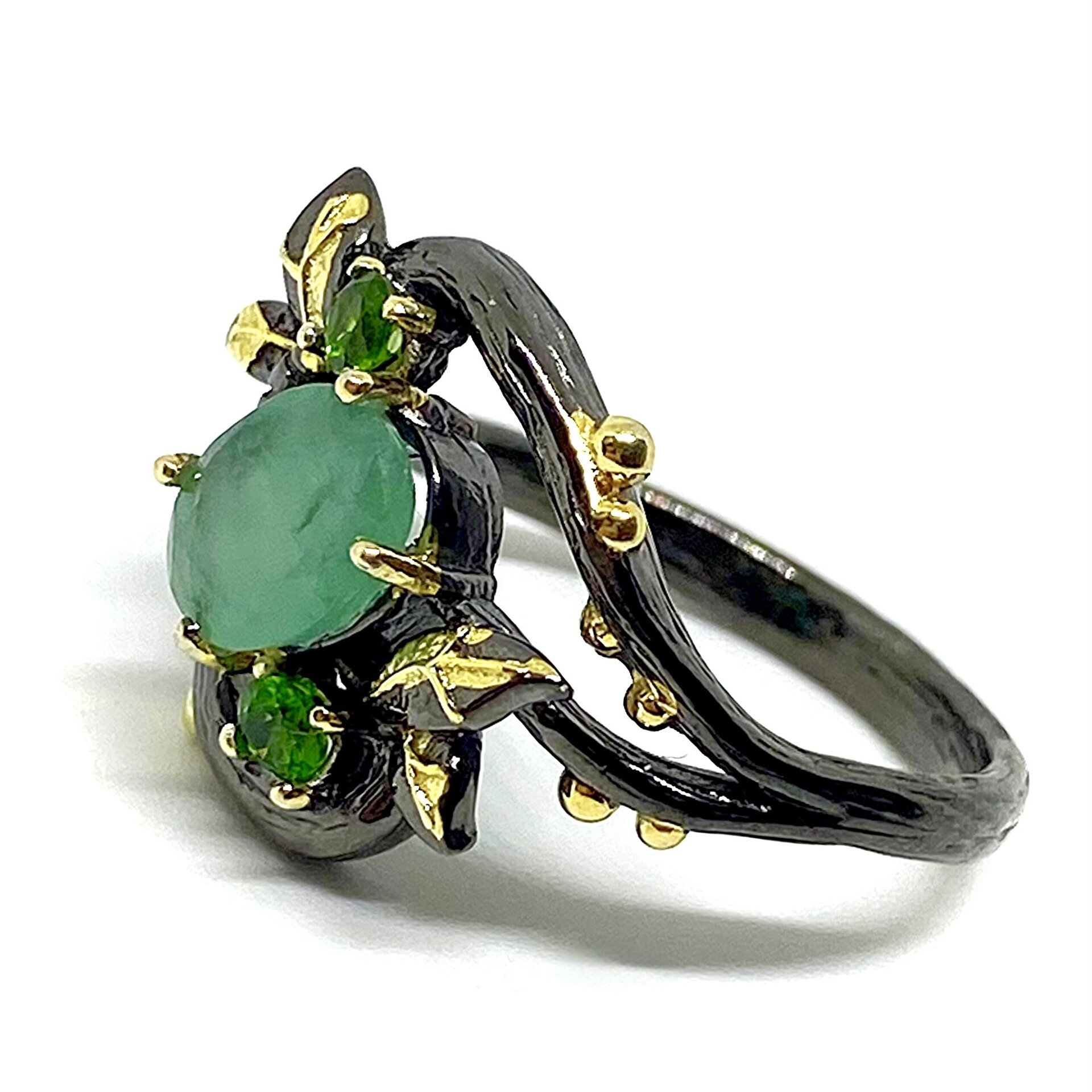 Precioso anillo con preciosa Esmeralda natural verde ovalada - 6