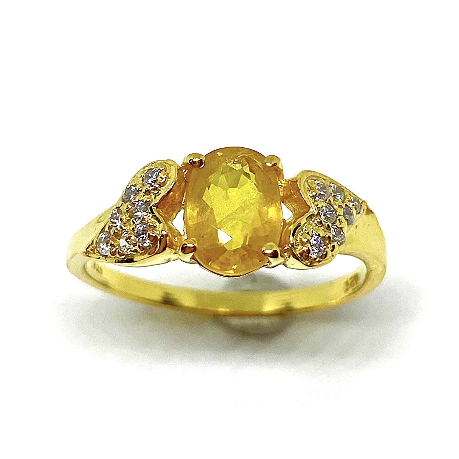 Precioso y delicado anillo solitario en Plata de Ley con zafiros blancos a su al - 4
