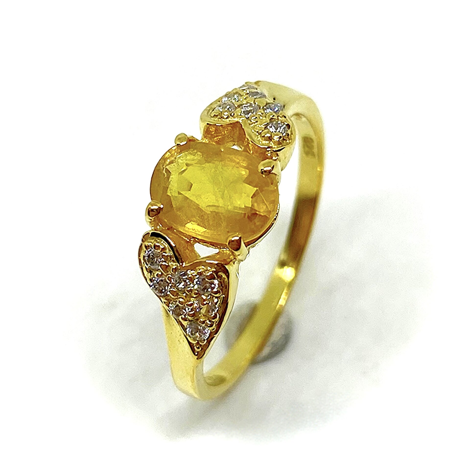 Precioso y delicado anillo solitario en Plata de Ley con zafiros blancos a su al - 6