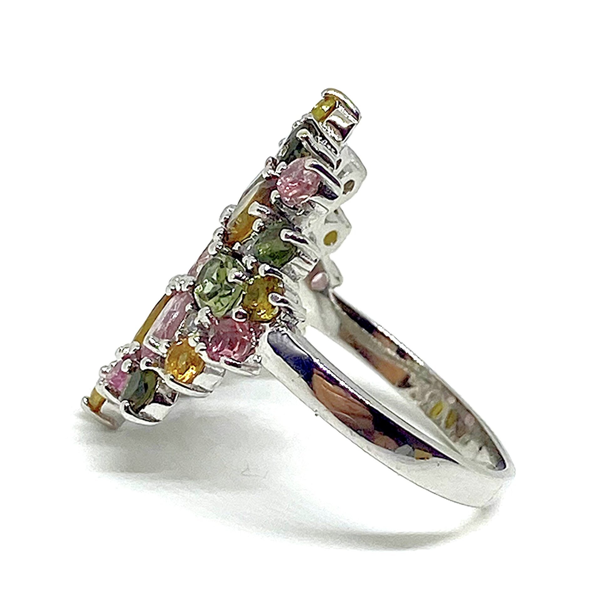 Precioso anillo con preciosas Turmalinas multicolores. Anillo. - 4