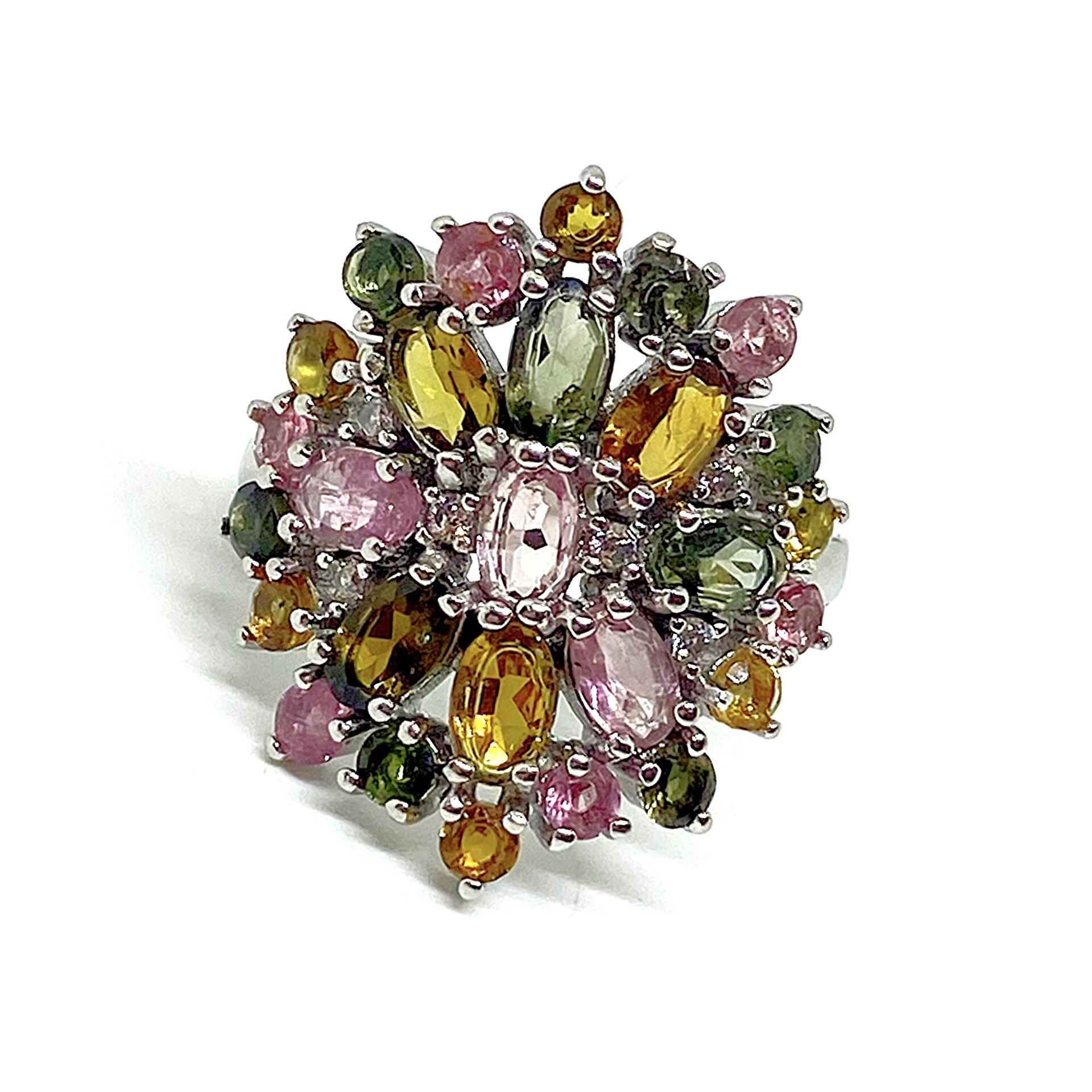Precioso anillo con preciosas Turmalinas multicolores. Anillo. - 3