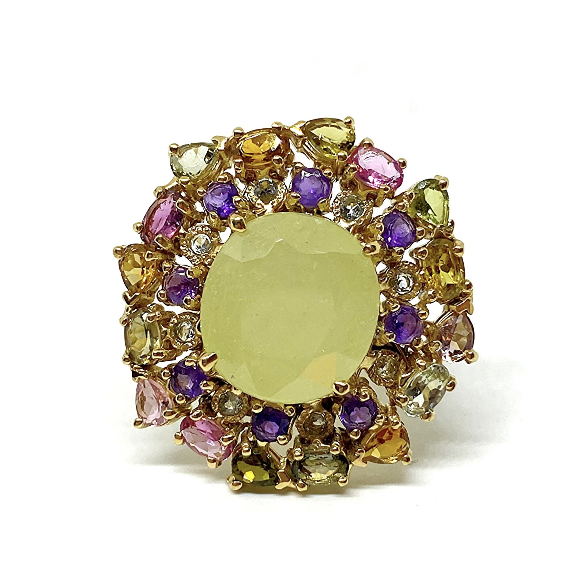 Deslumbrante y enorme anillo con preciosas Turmalinas, Amatistas y con un Zafiro - 4
