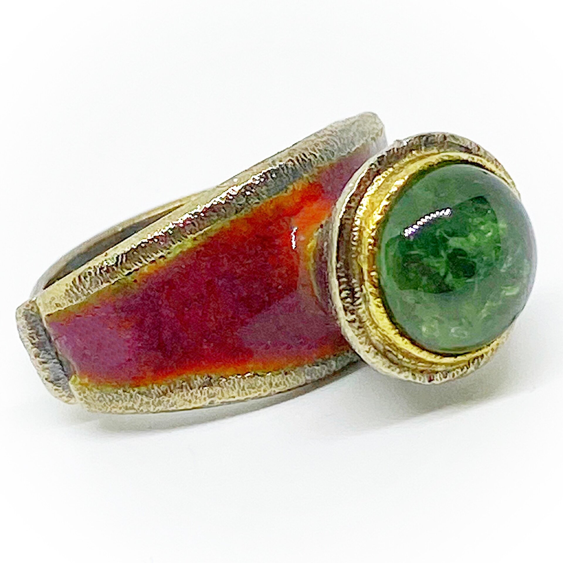 Exclusivo anillo con preciosa Turmalina verde redonda de 10 mm de diámetro. - 6