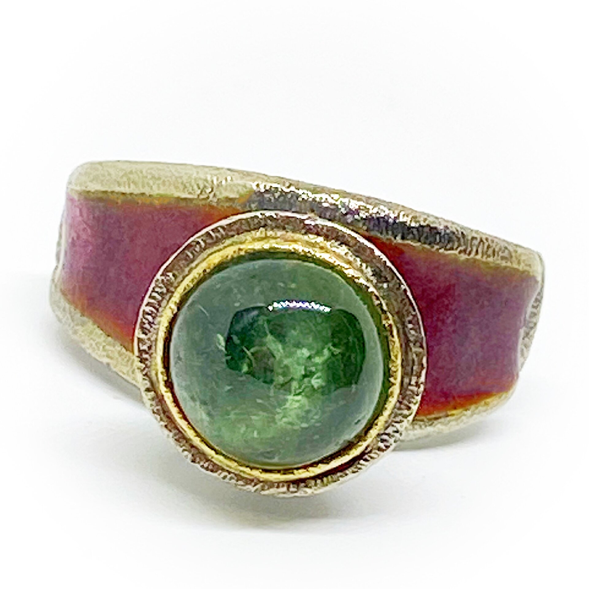 Exclusivo anillo con preciosa Turmalina verde redonda de 10 mm de diámetro. - 4