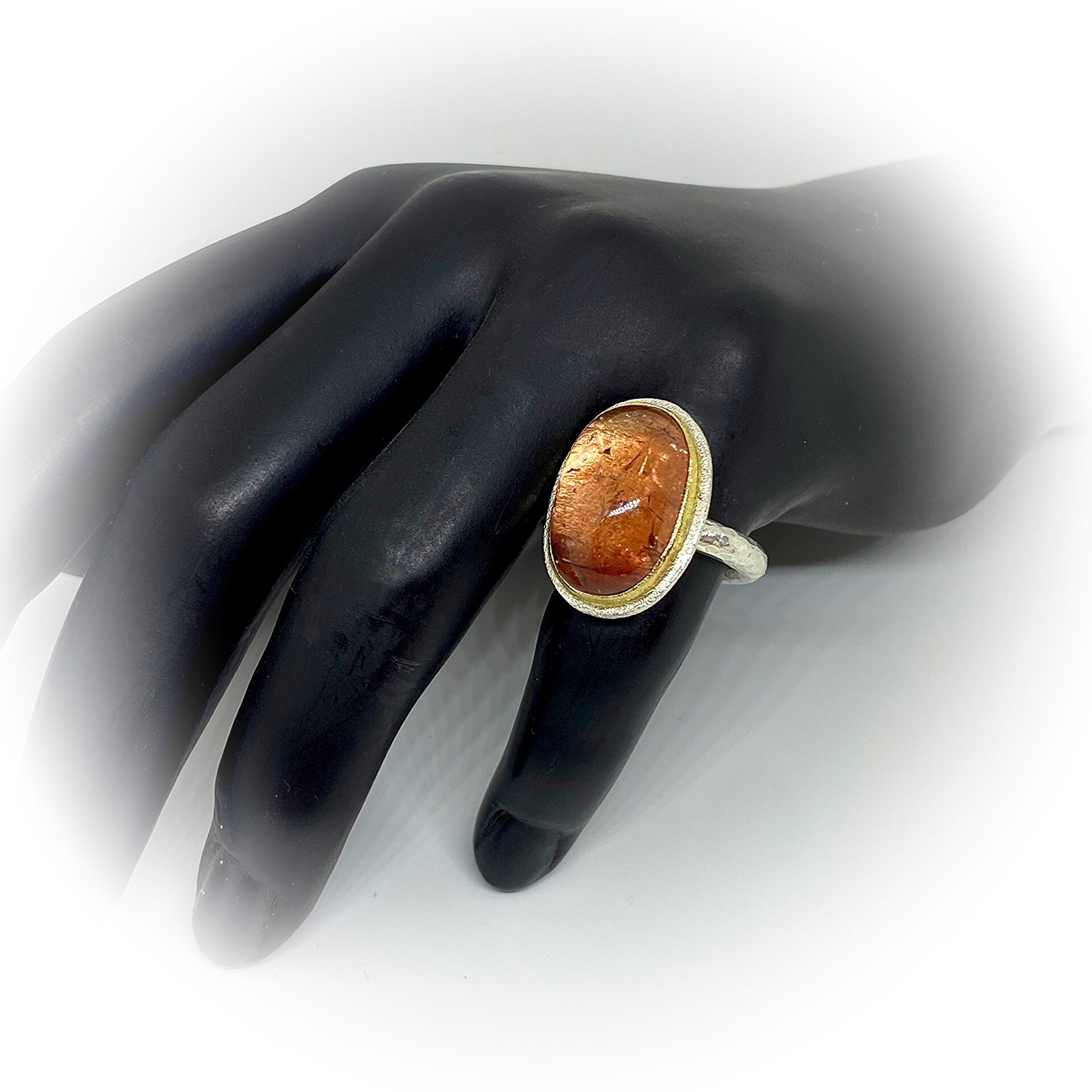 Extraordinario anillo con preciosa Turmalina (Rosa-Aranjada). - 6