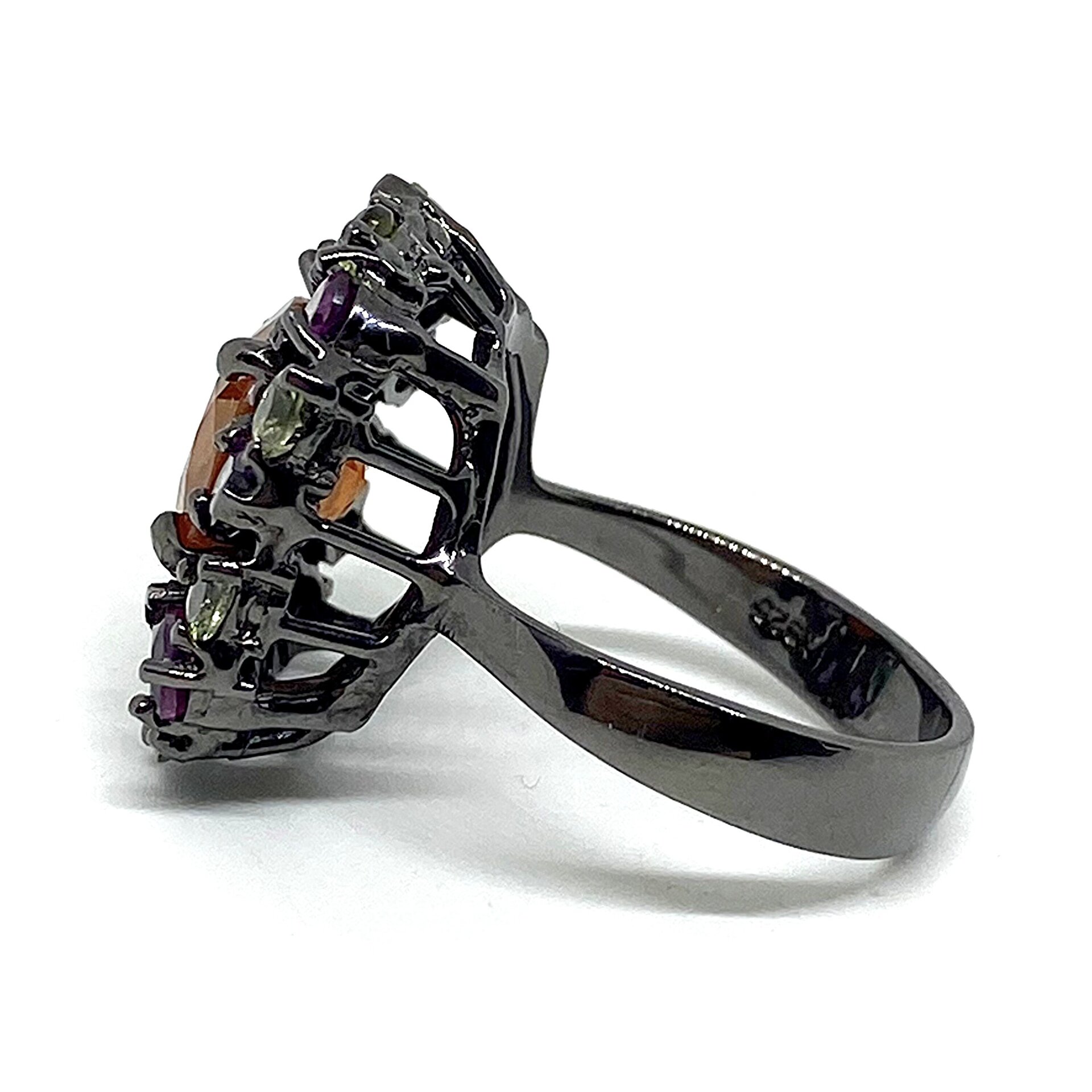 Precioso anillo con preciosos Granates Rodolitas y Turmalinas. Anillo. - 2
