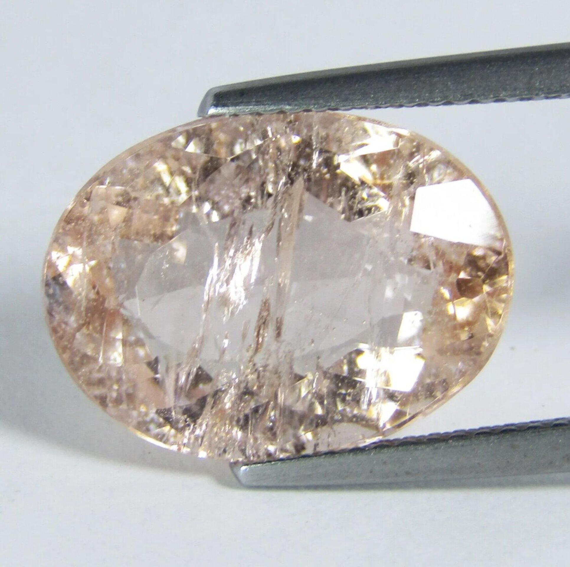 Magnífico anillo con magnífica y gran Morganita natural ovalada. - 5