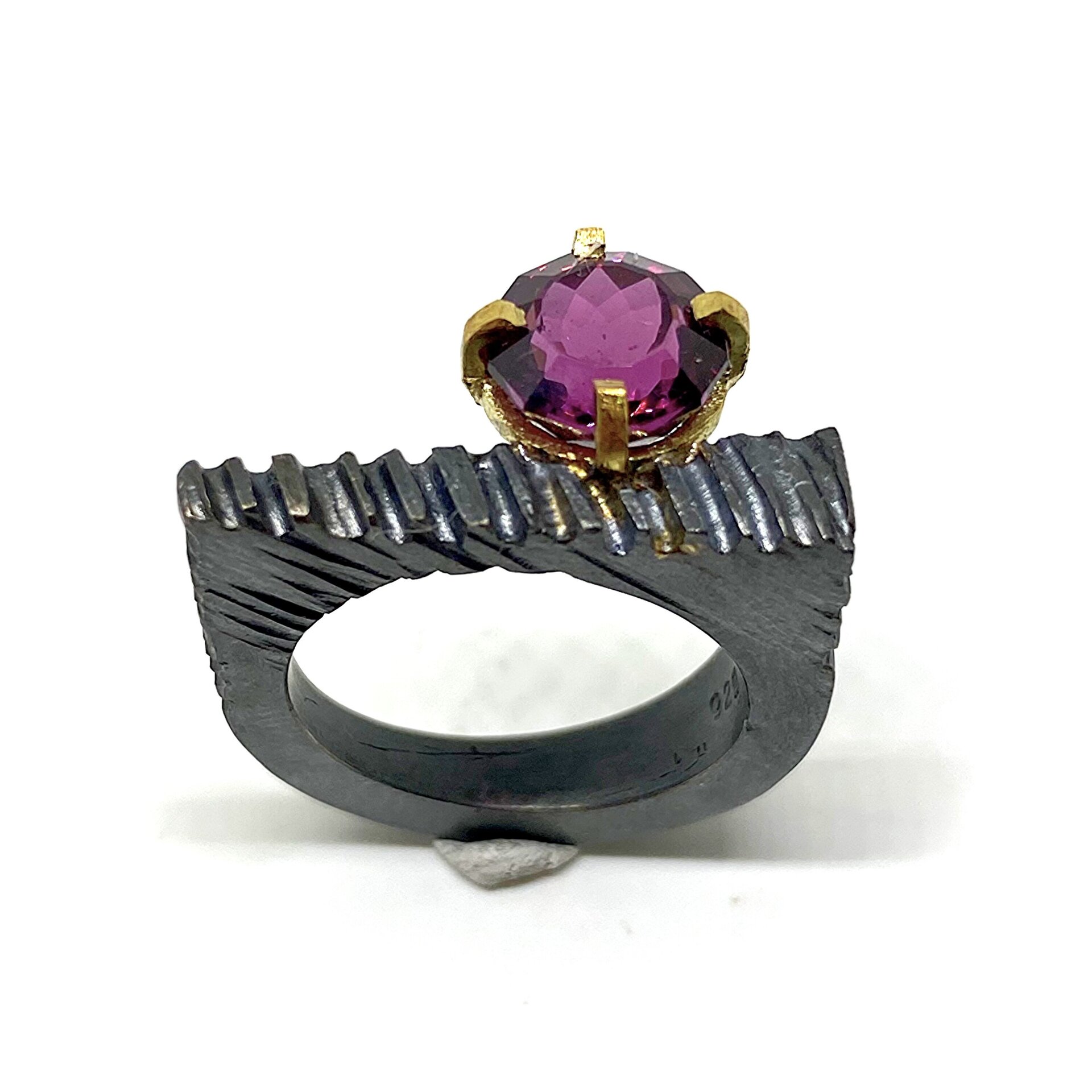 Exclusivo anillo con magnífico Granate Rodolita natural - 5