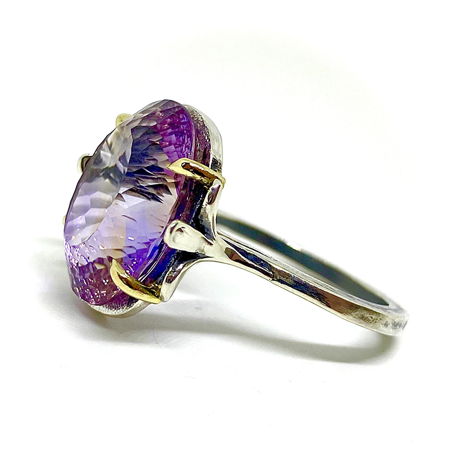 Precioso anillo con preciosa y gran Ametrina natural en talla oval. Anillo. - 4