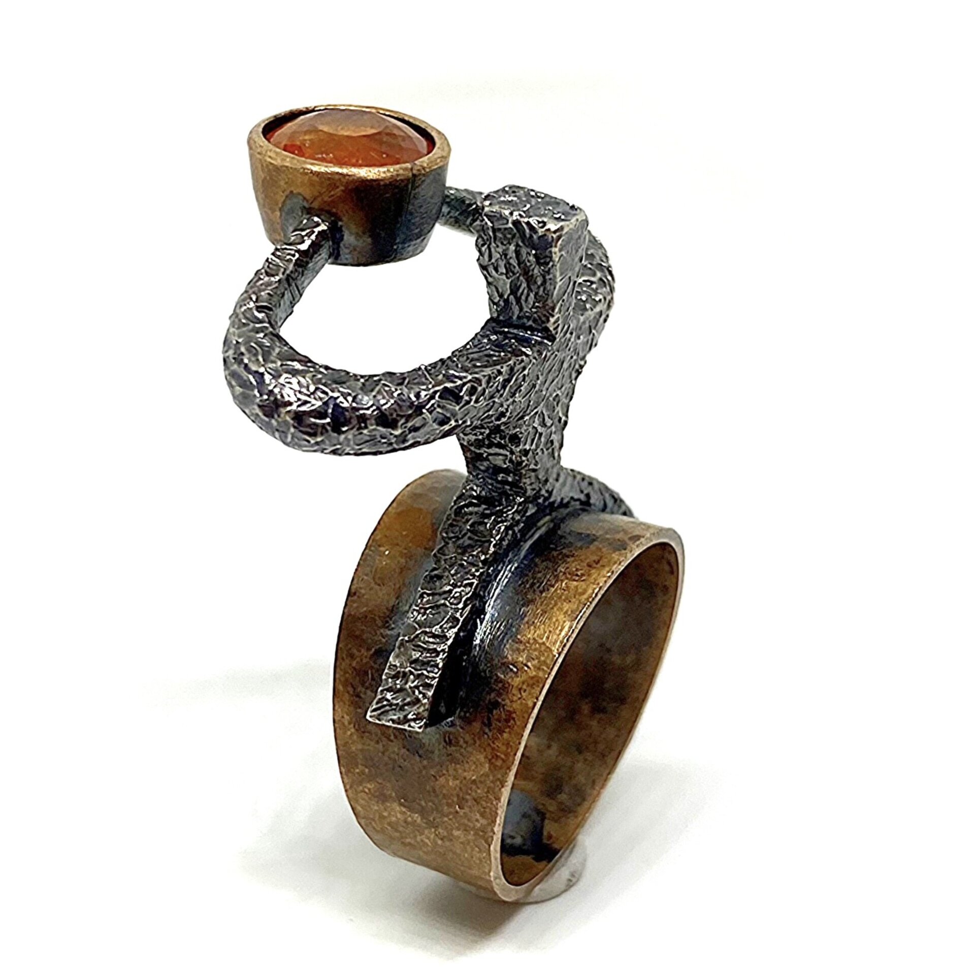 Exclusivo anillo escultòrico realizado en Plata de Ley y Bronce. - 8