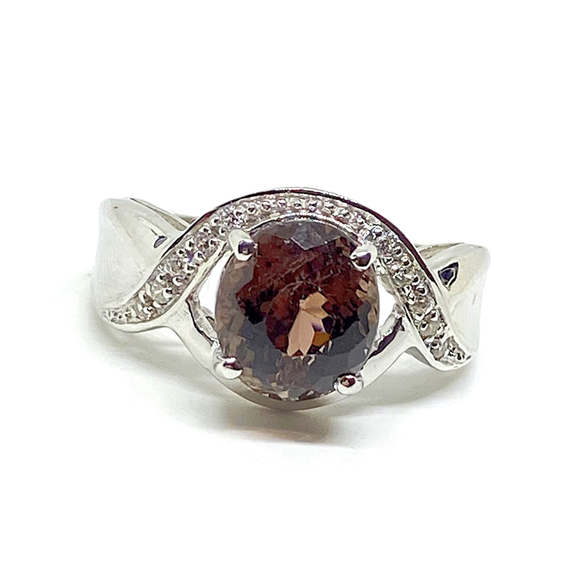 Precioso anillo solitario en Plata de Ley con 10 zafiros blancos de 1,25 mm y pr - 3