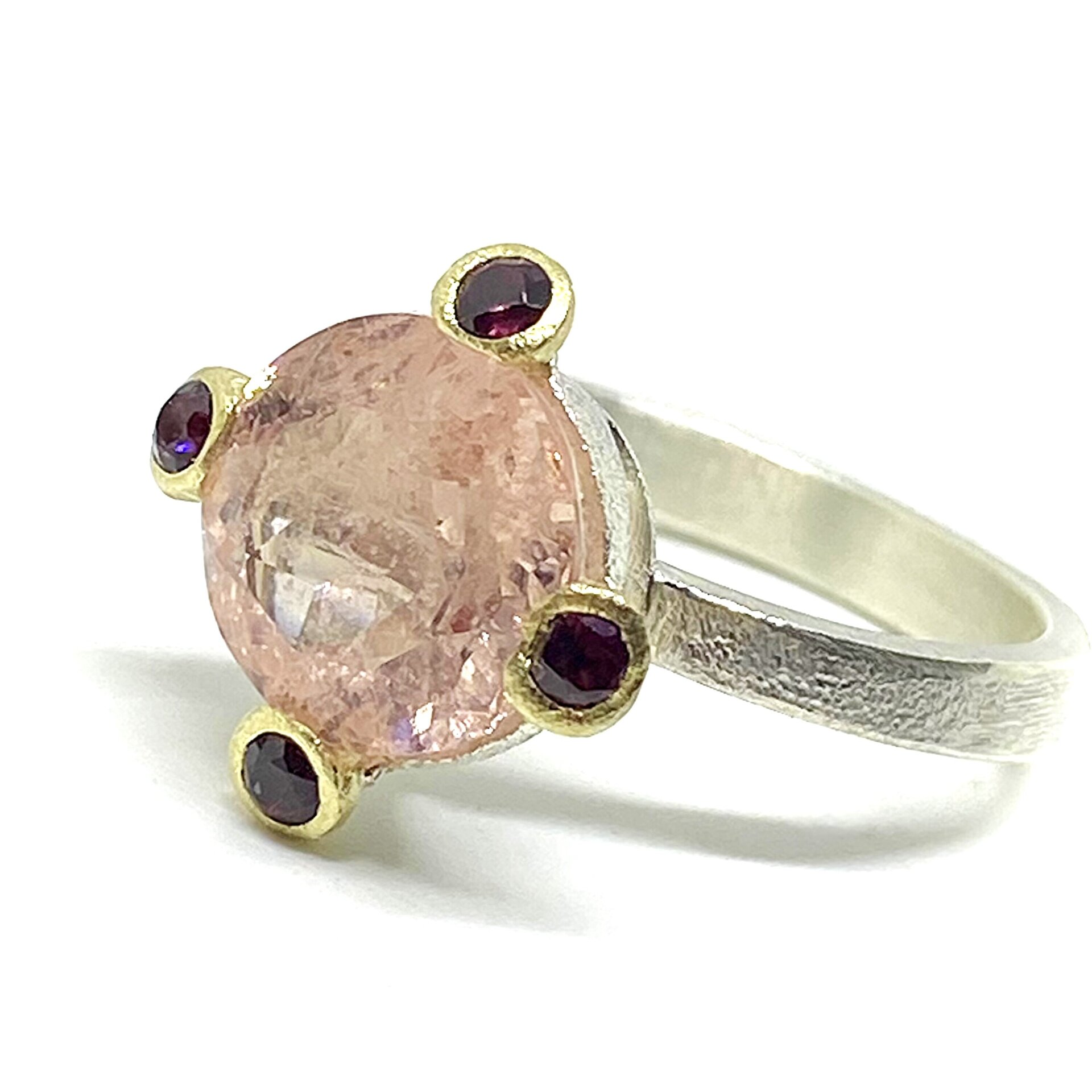 Precioso anillo con magnífica Morganita natural redonda de gran calidad. Anillo. - 4