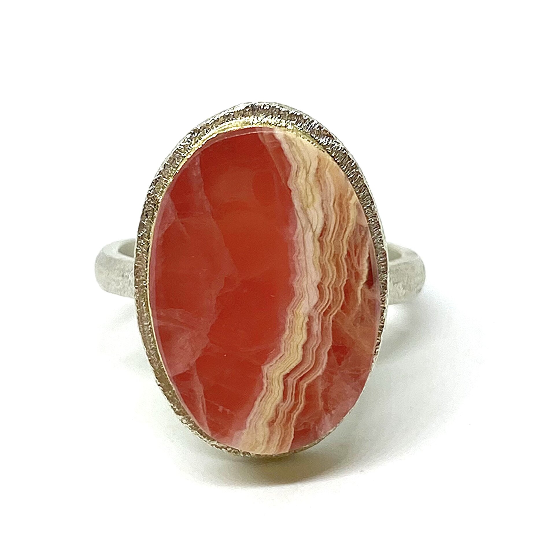 Anillo de diseño único con preciosa Rodocrosita. Anillo. - 3