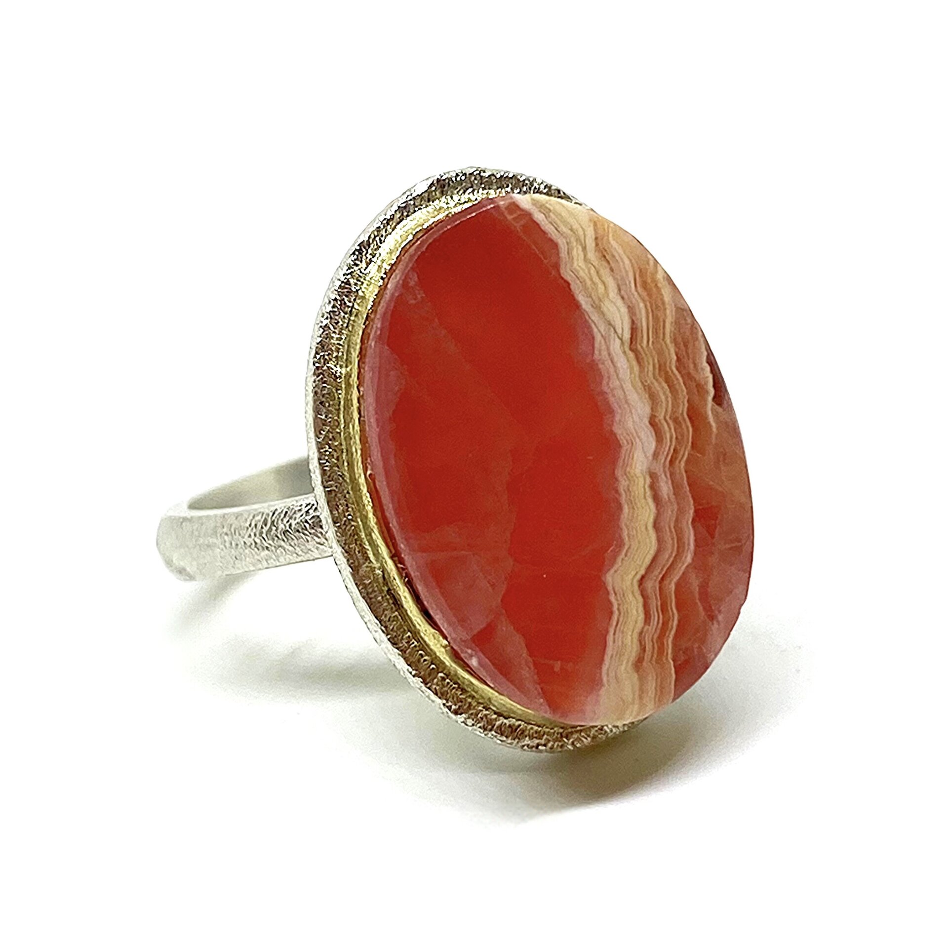 Anillo de diseño único con preciosa Rodocrosita. Anillo. - 2