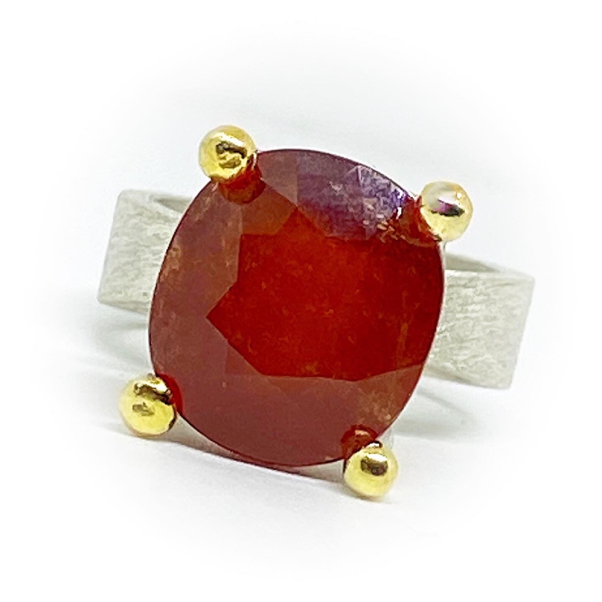 Precioso anillo realizado totalmente a mano en Oro de 14K y Plata de ley. Anillo - 4