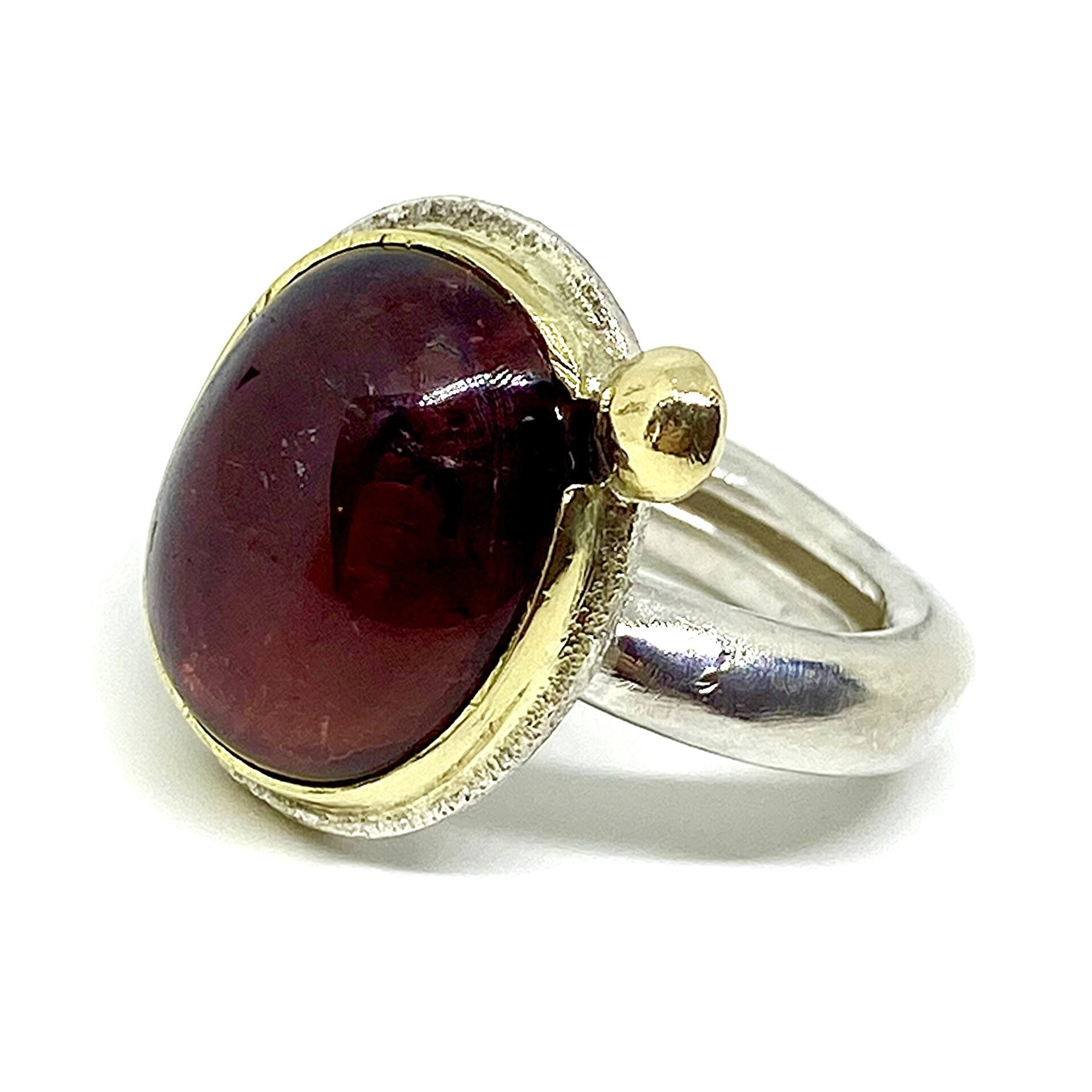 Magnífico anillo con preciosa y gran Turmalina natural (Rosa/Púrpura). Anillo. - 5