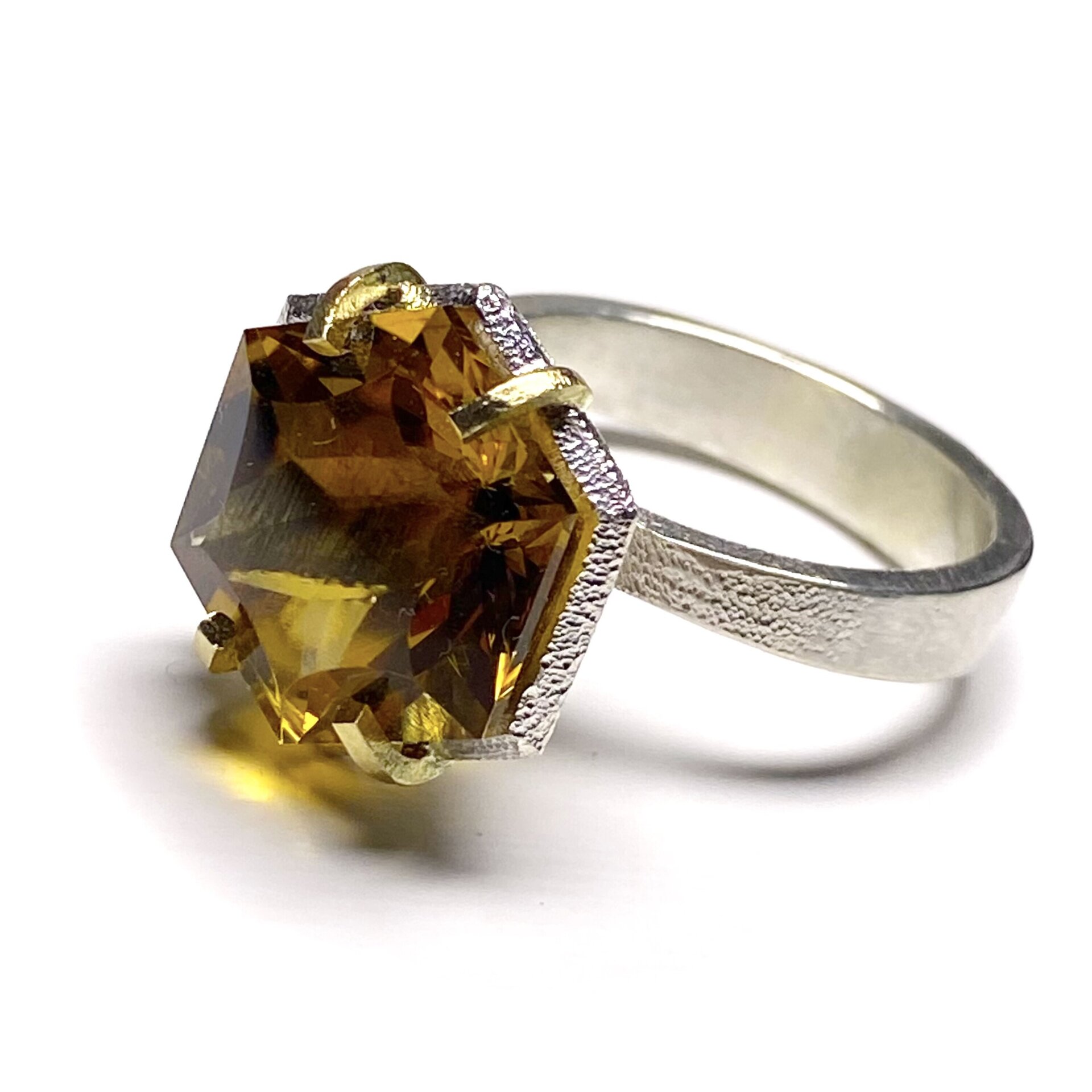 Precioso y gran anillo con precioso Citrino natural del Brasil. - 5