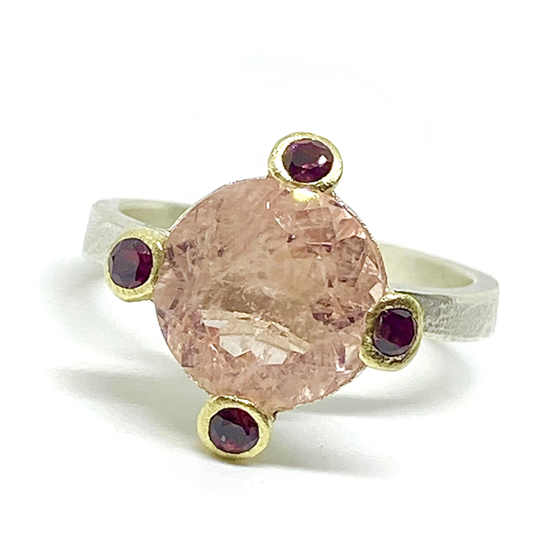 Precioso anillo con magnífica Morganita natural redonda de gran calidad. Anillo. - 2