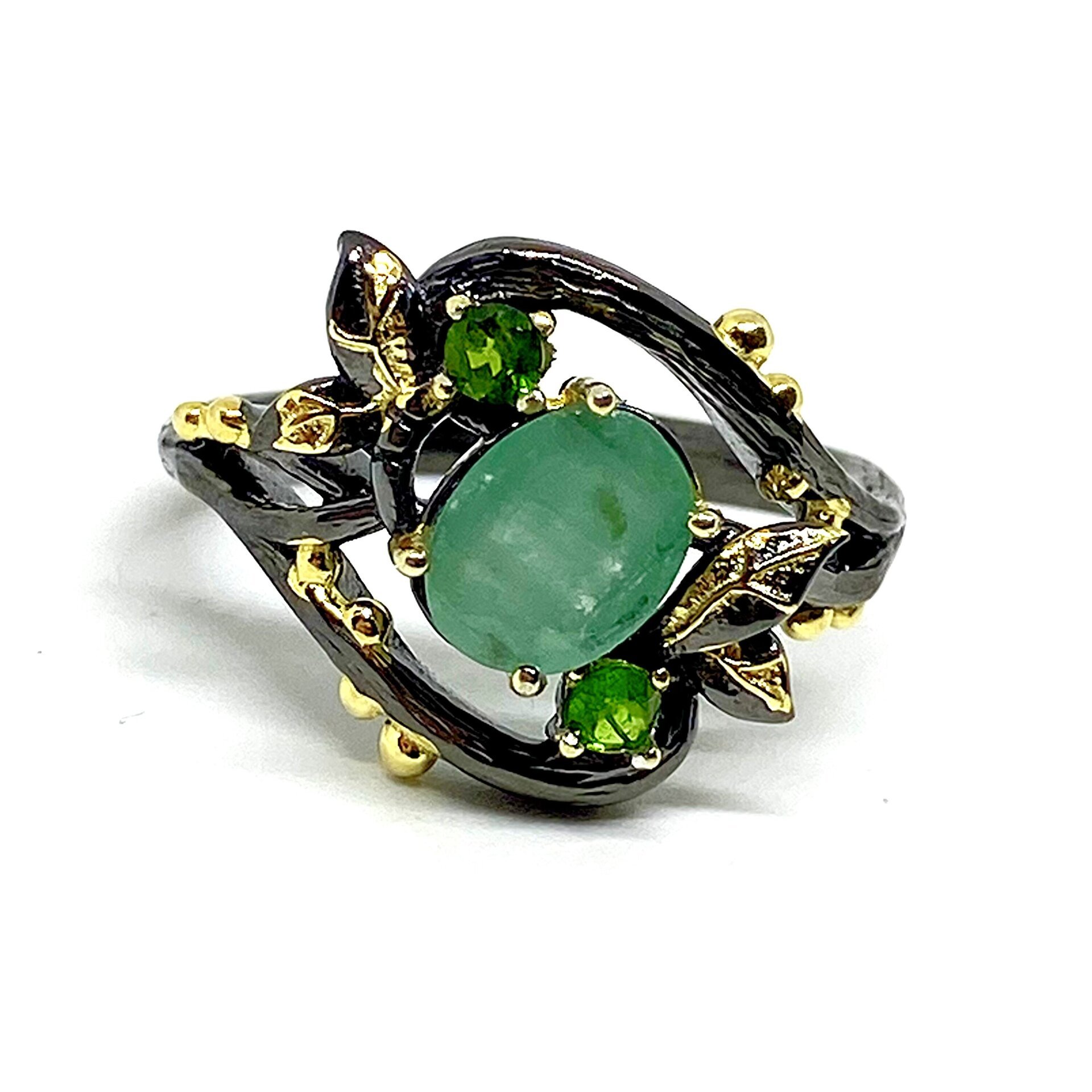 Precioso anillo con preciosa Esmeralda natural verde ovalada - 4