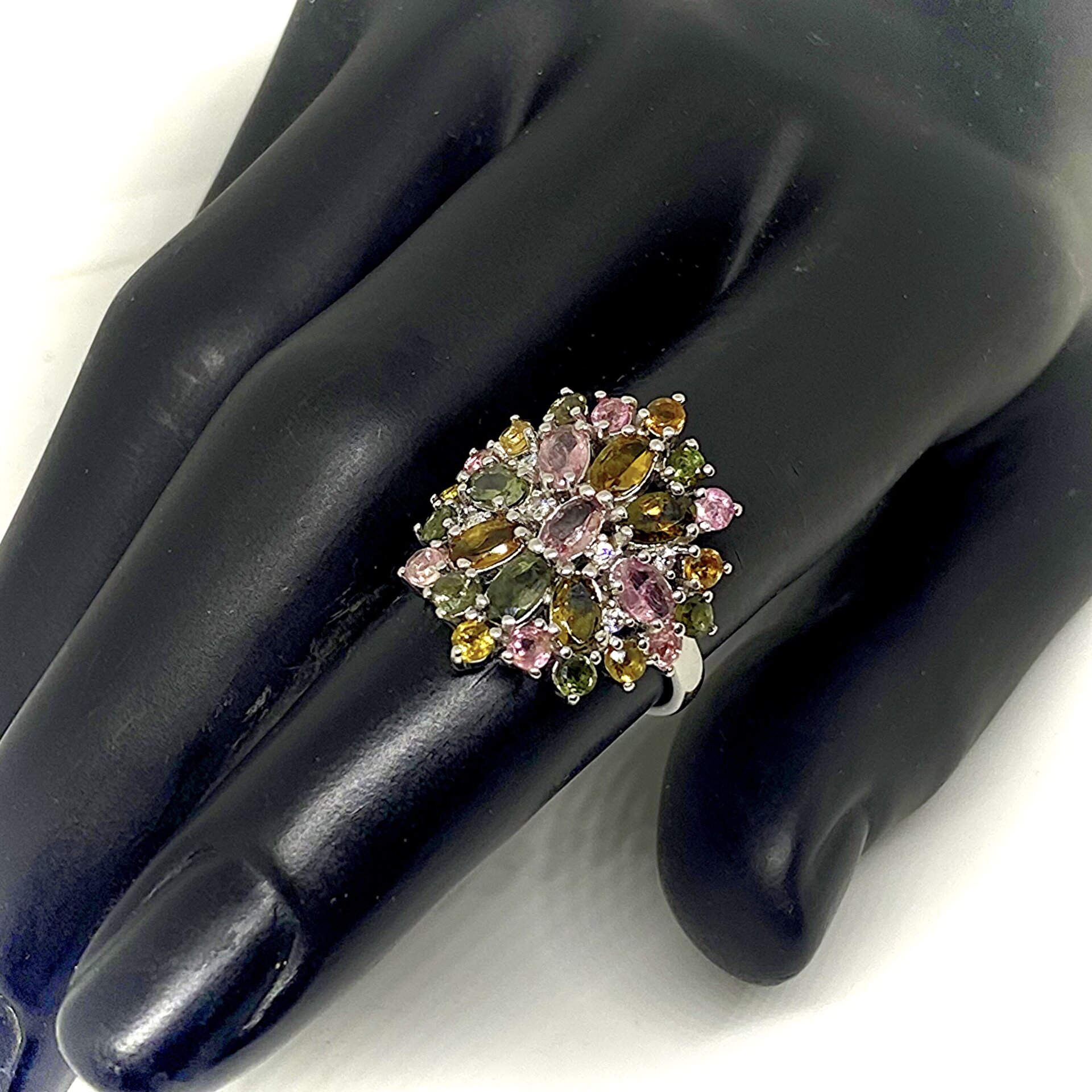 Precioso anillo con preciosas Turmalinas multicolores. Anillo. - 6