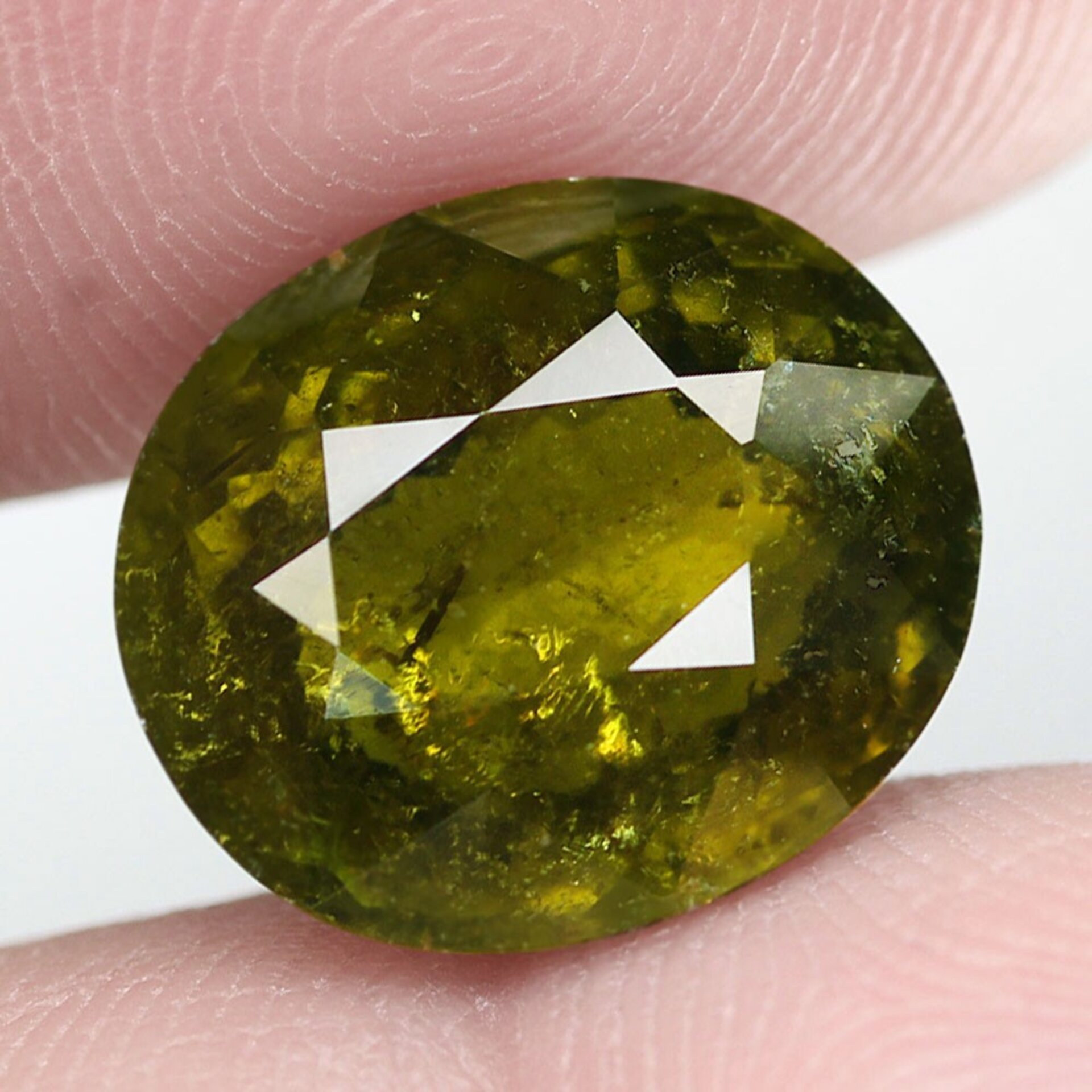 Precioso anillo con preciosa y gran Turmalina natural verde ovalada. - 4