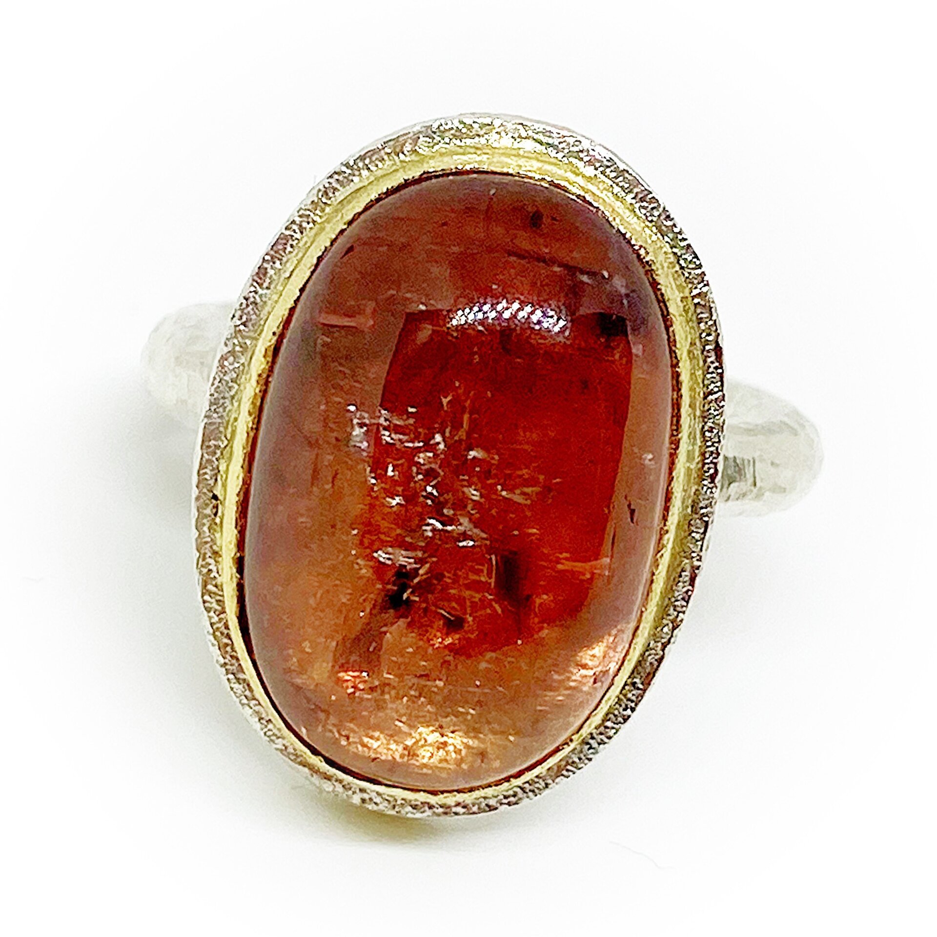 Extraordinario anillo con preciosa Turmalina (Rosa-Aranjada). - 3