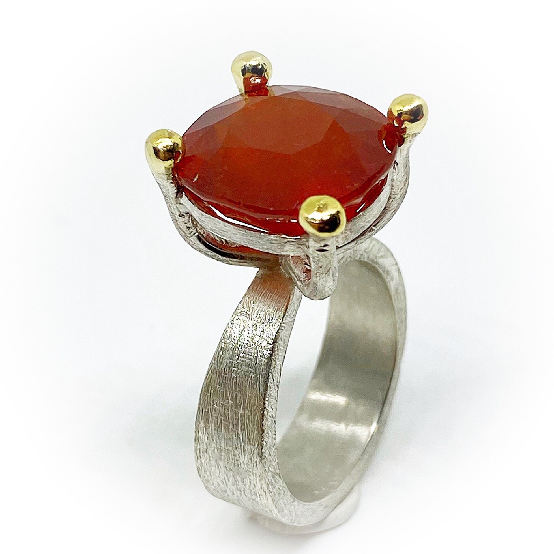 Precioso anillo realizado totalmente a mano en Oro de 14K y Plata de ley. Anillo - 9