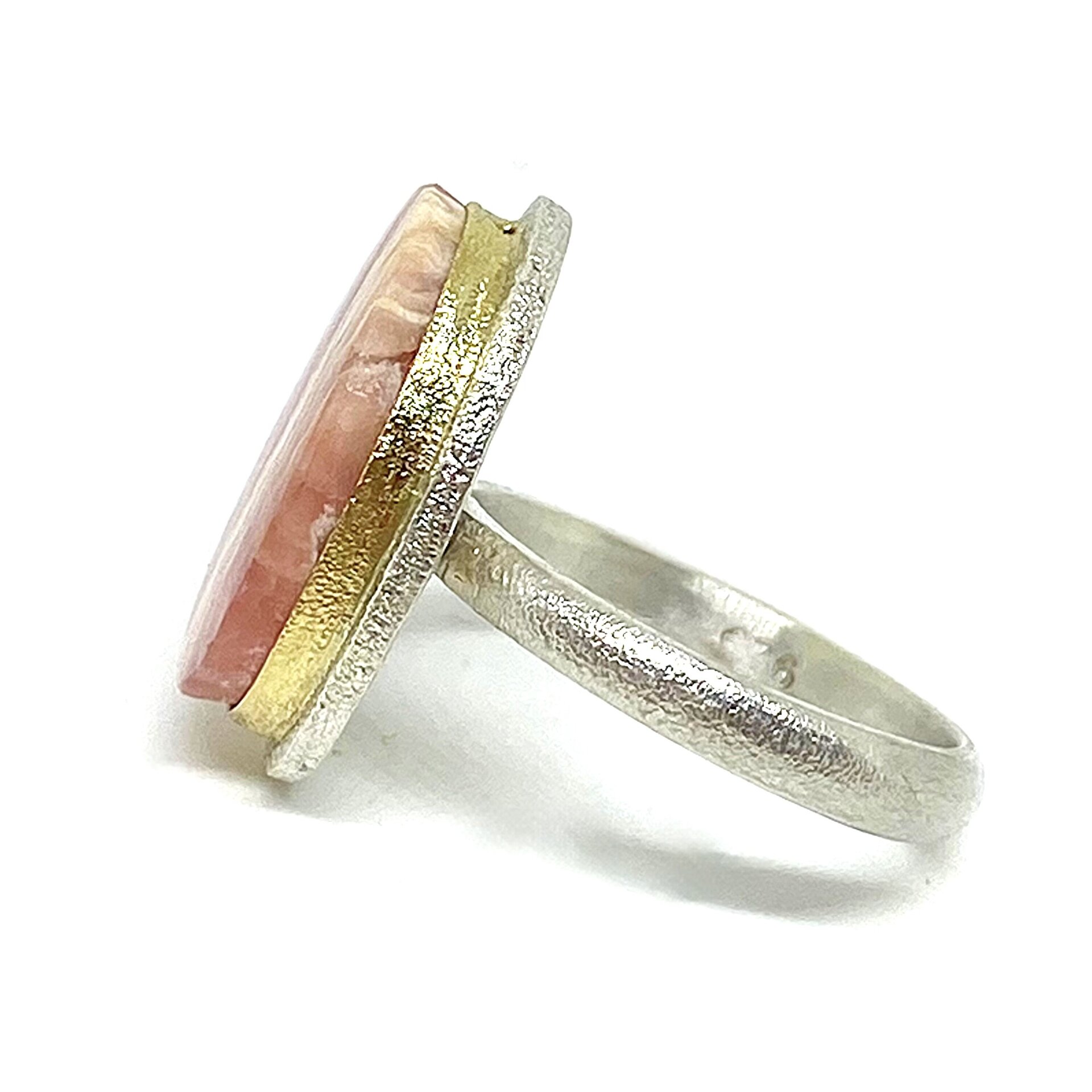 Anillo de diseño único con preciosa Rodocrosita. Anillo. - 4