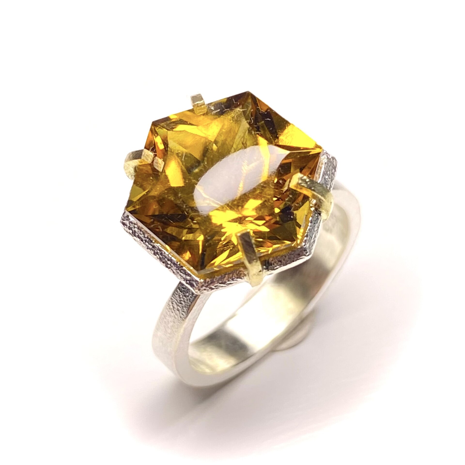 Precioso y gran anillo con precioso Citrino natural del Brasil. - 7