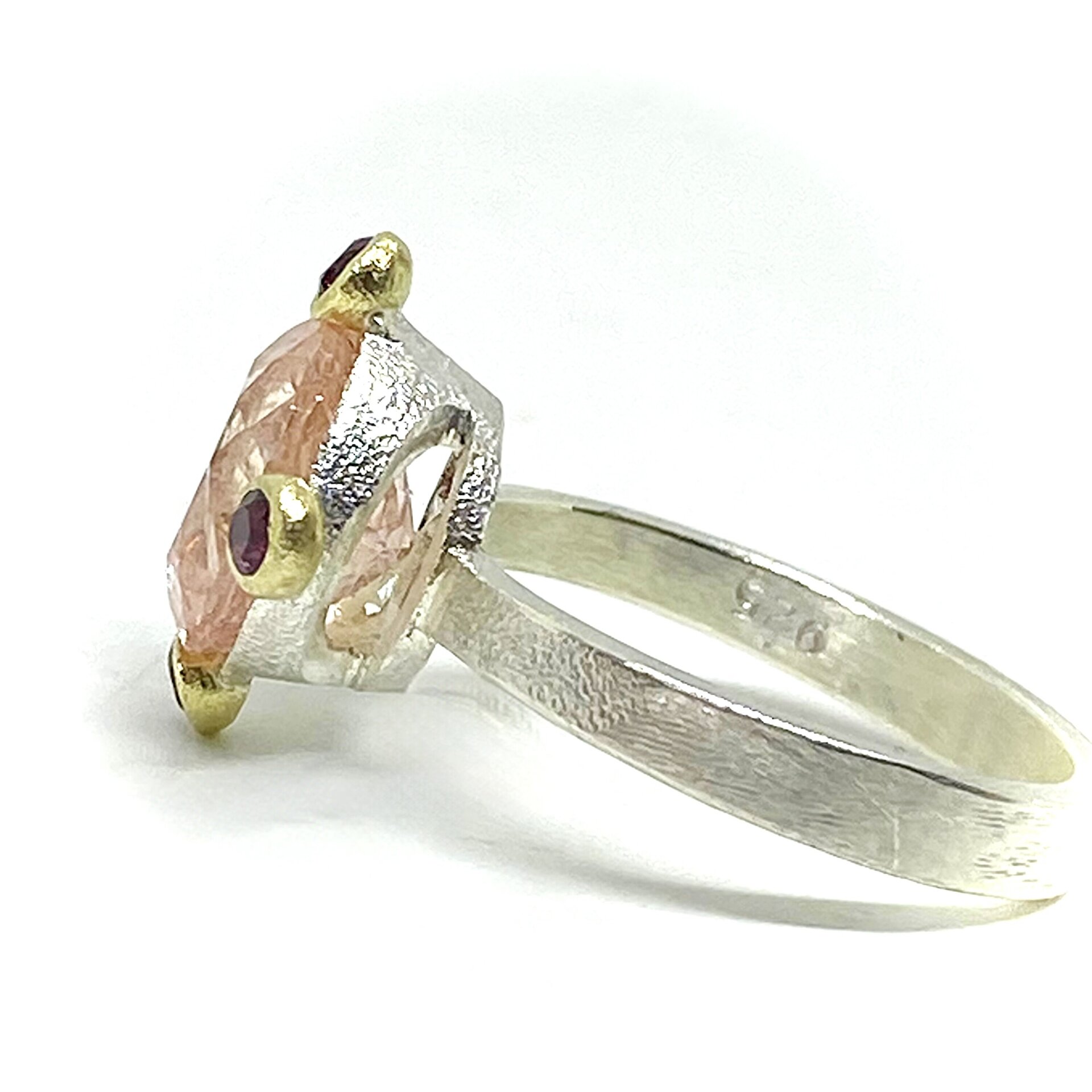 Precioso anillo con magnífica Morganita natural redonda de gran calidad. Anillo. - 5