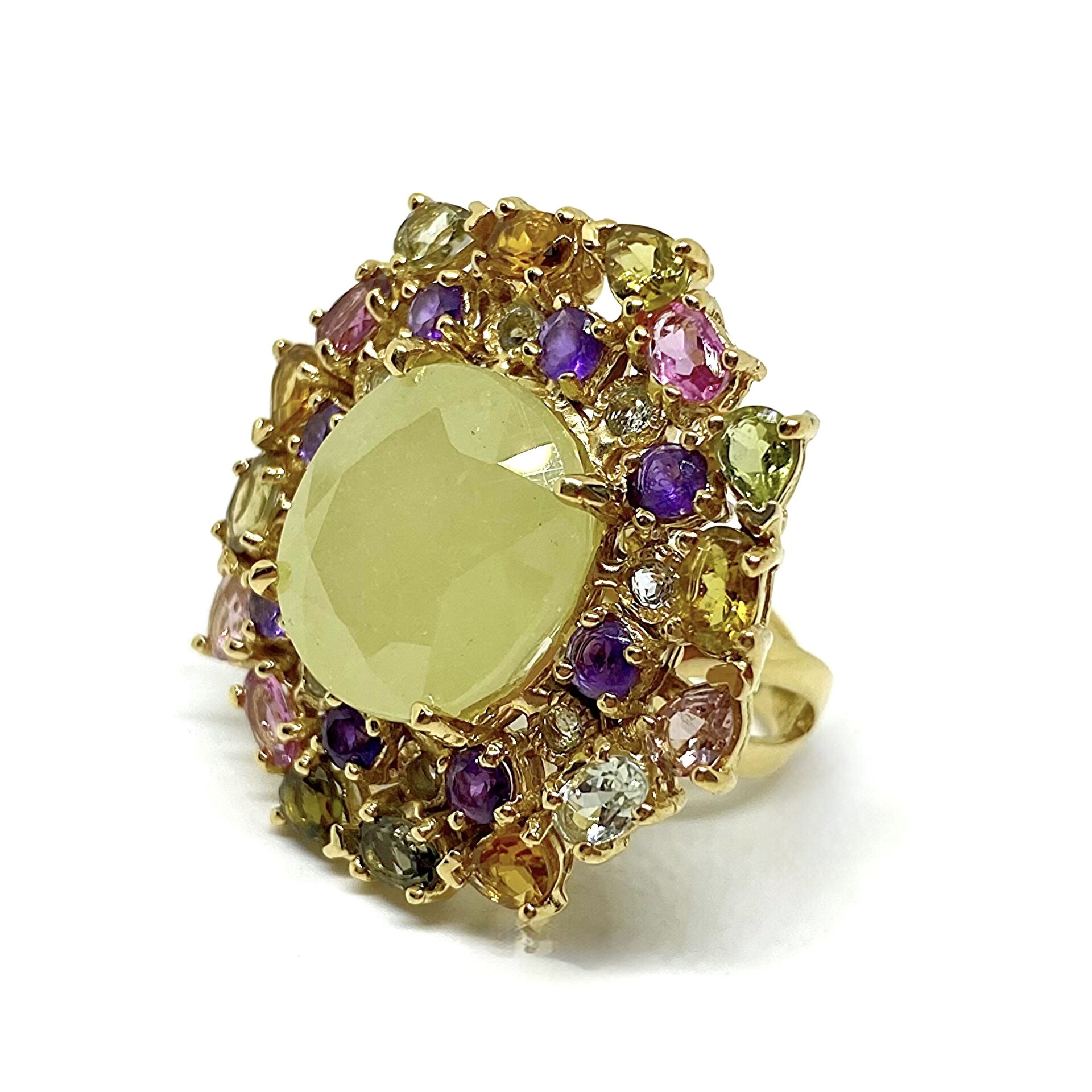 Deslumbrante y enorme anillo con preciosas Turmalinas, Amatistas y con un Zafiro - 6