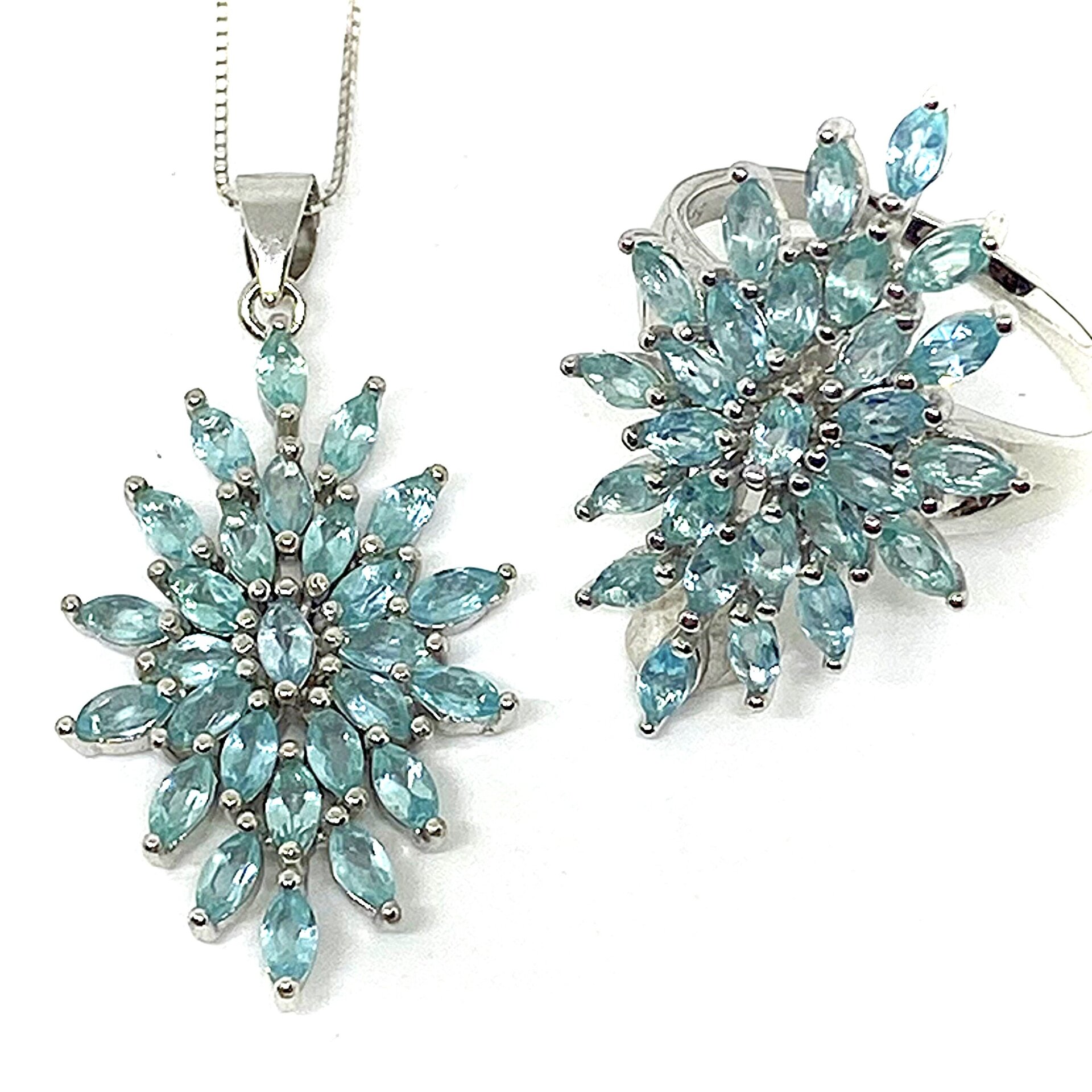 Conjunto Único y Exclusivo de anillo y colgante con preciosas Apatitas. - 3
