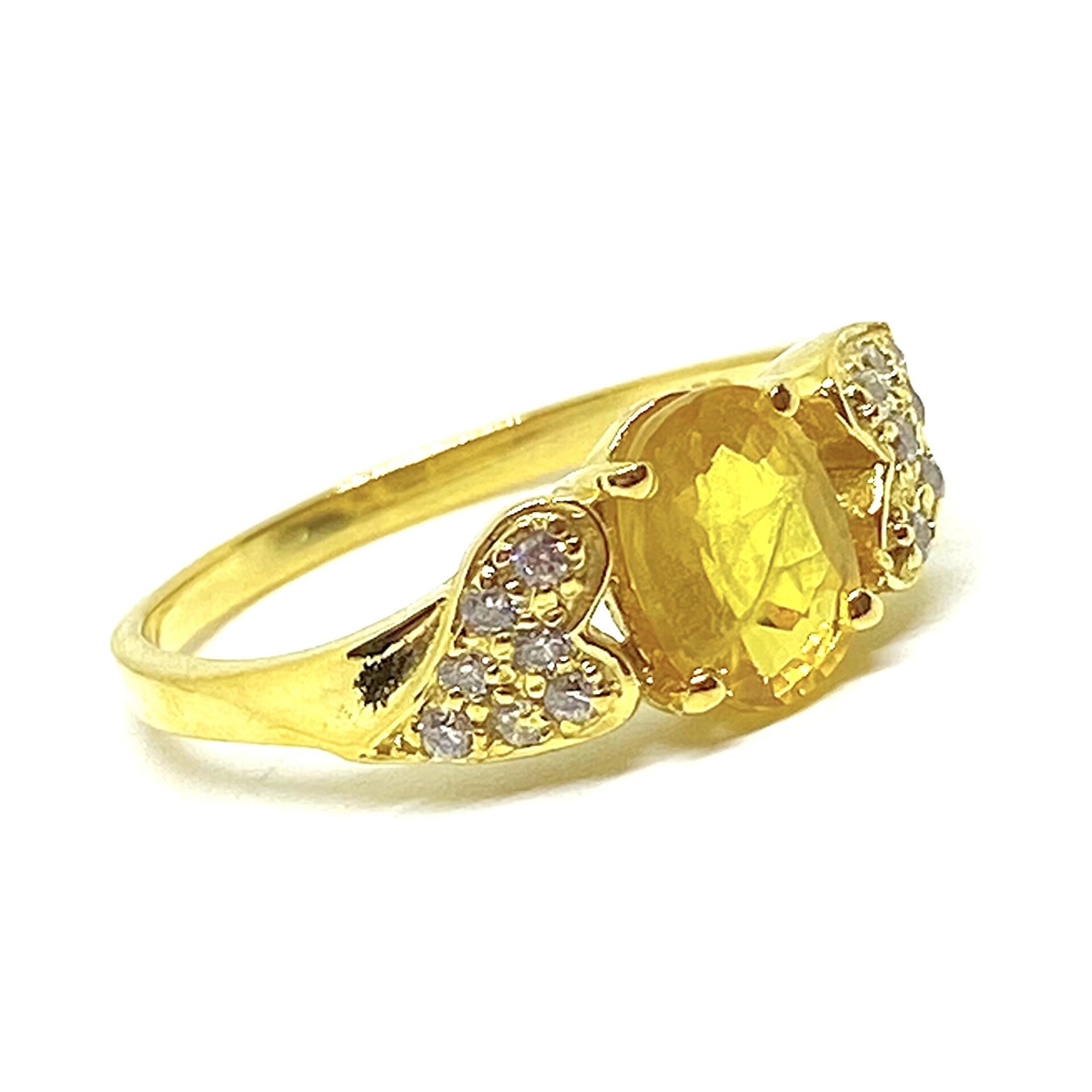 Precioso y delicado anillo solitario en Plata de Ley con zafiros blancos a su al - 3