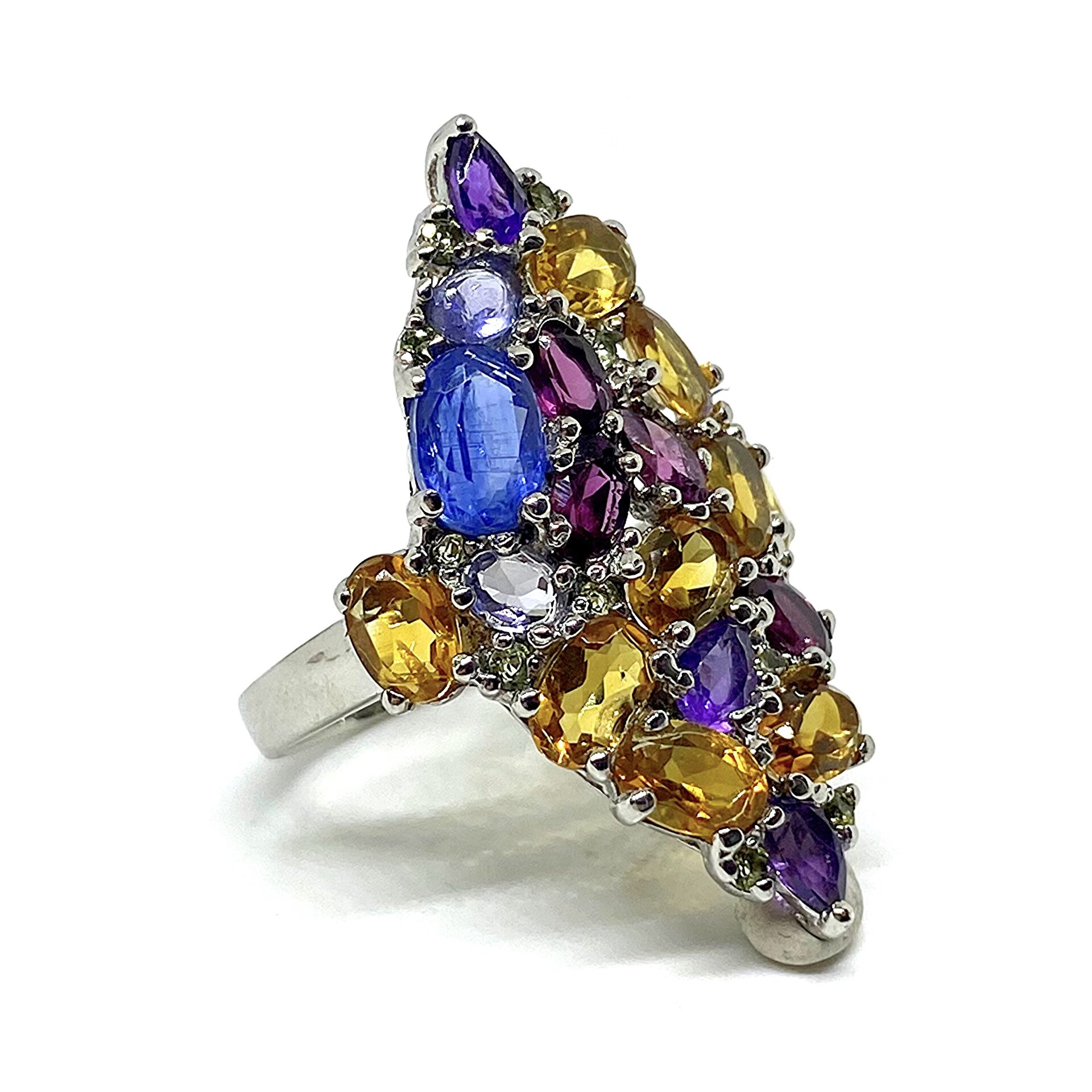 Precioso y enorme anillo con preciosos Granates Rodolitas, Amatistas, - 2
