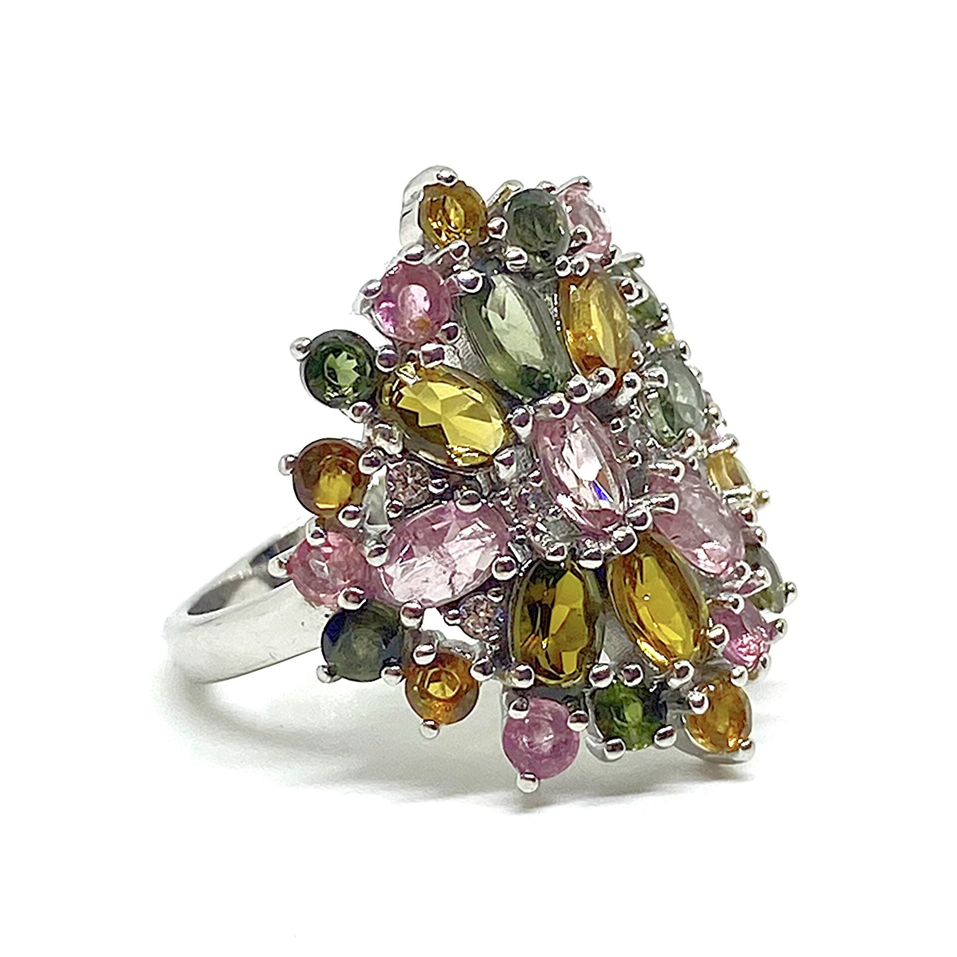 Precioso anillo con preciosas Turmalinas multicolores. Anillo. - 2