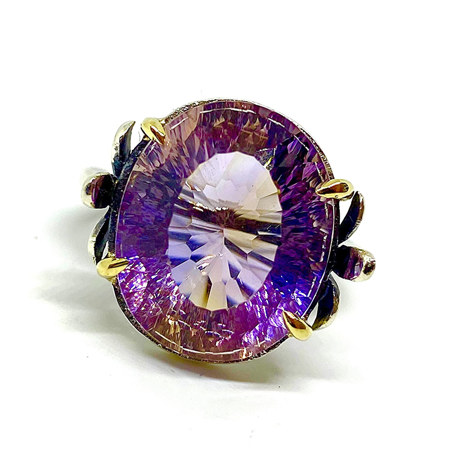 Precioso anillo con preciosa y gran Ametrina natural en talla oval. Anillo. - 2