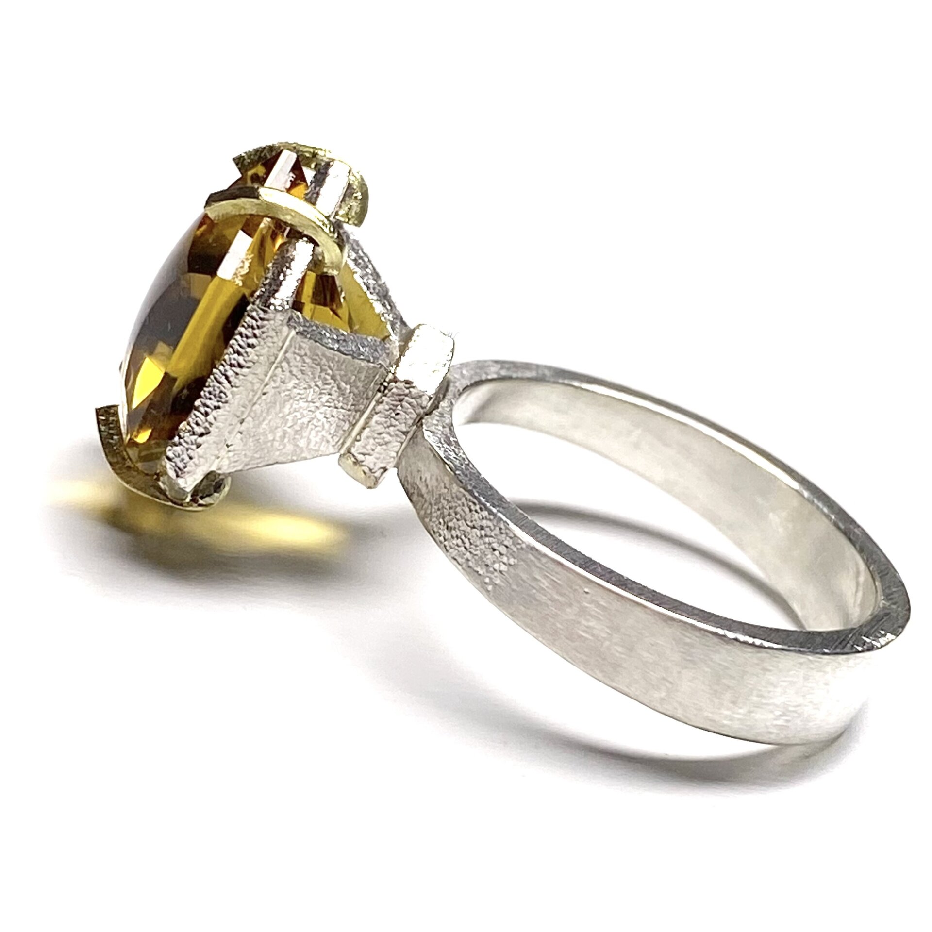 Precioso y gran anillo con precioso Citrino natural del Brasil. - 4